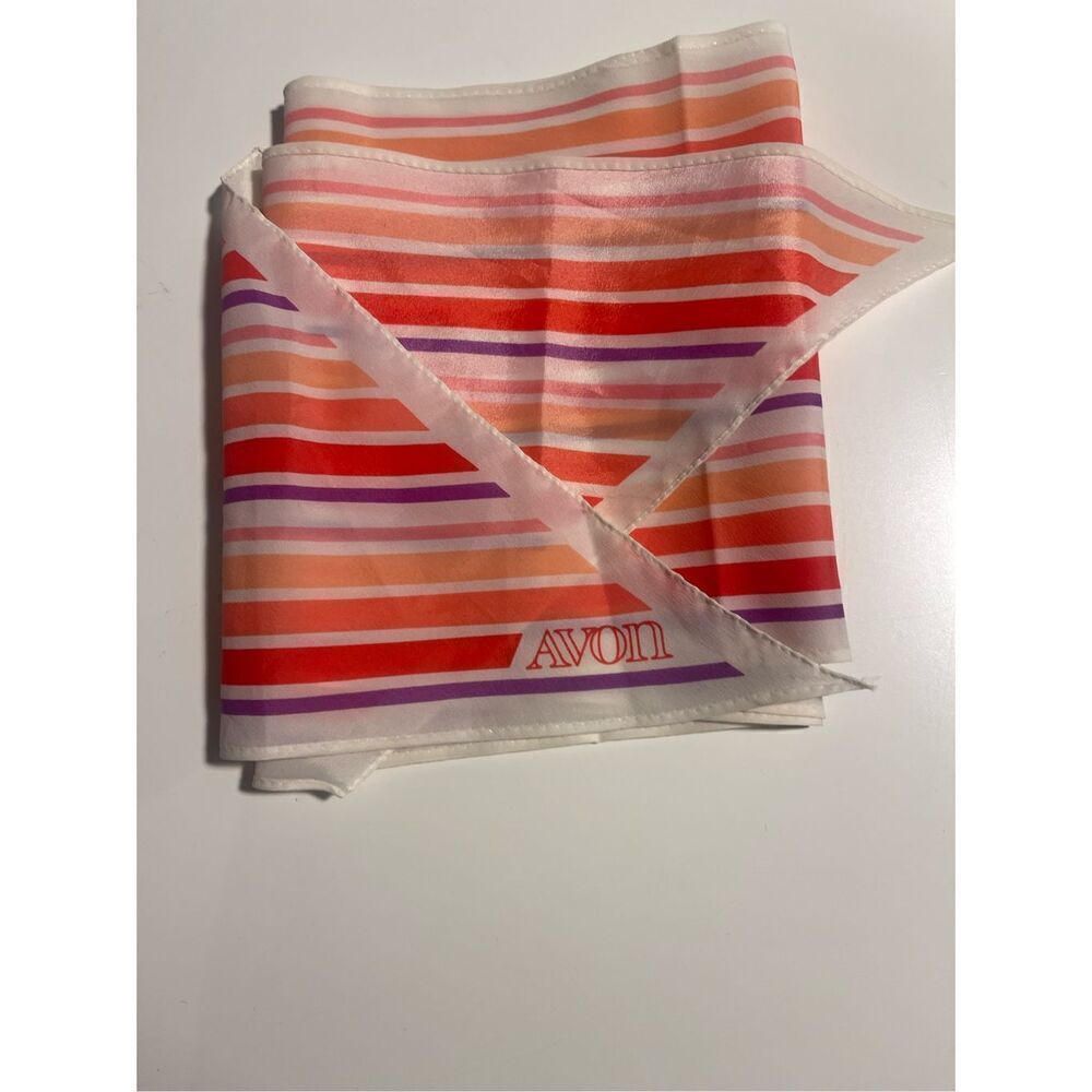 Lot of 4 Vintage Scarf Lot Avon Red Blue Purple Park Scene - Picture 8 of 12